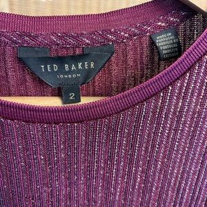Ted Baker Women's Sweater in Rich Red with gold stripes size 2